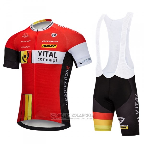 2018 Odziez Rowerowa Vital Concept Czerwony Bialy Krotkie Rekawy Rowerowe Szelkach